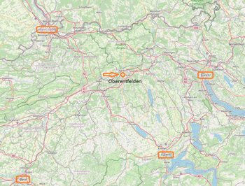 Plan Schweiz mit Lage von Oberentfelden